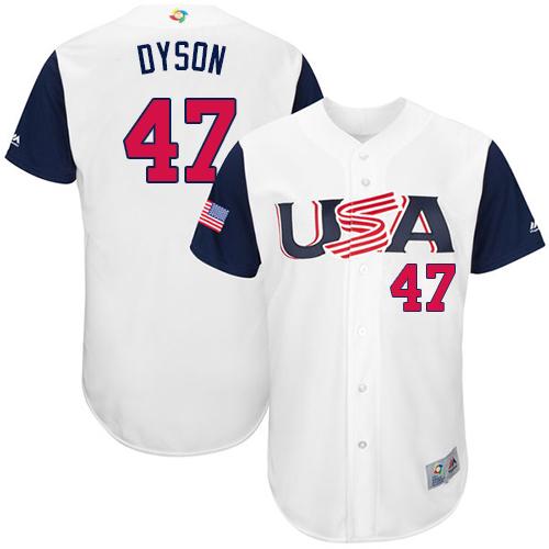 Team USA #47 Sam Dyson White 2017 World MLB Classic Authentic Stitched Youth MLB Jersey